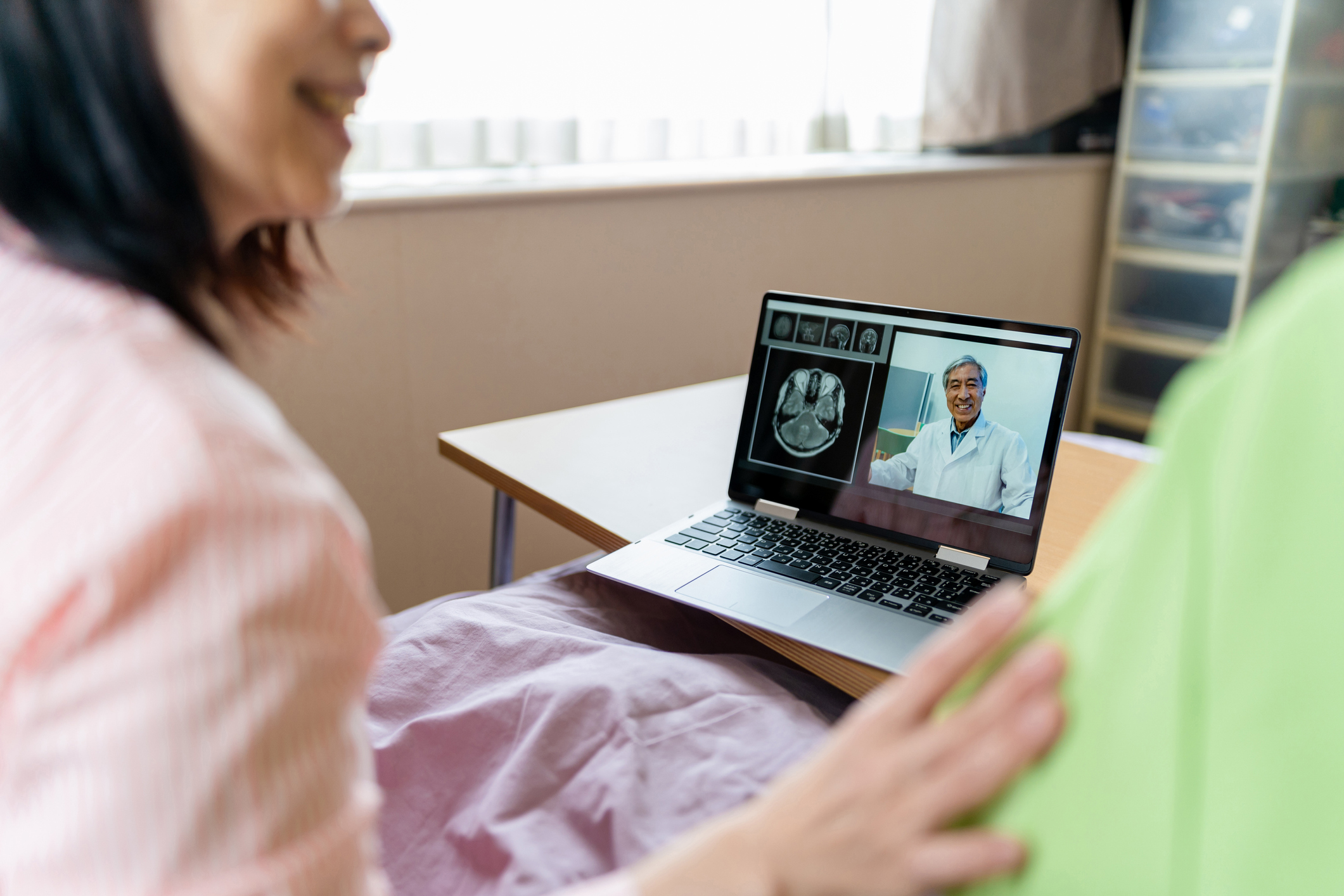 Caregiver using Telemed Technology