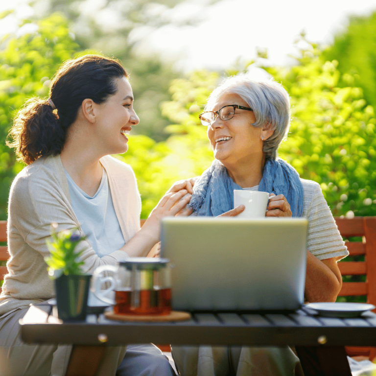 caregiver discussing in-home care services with client