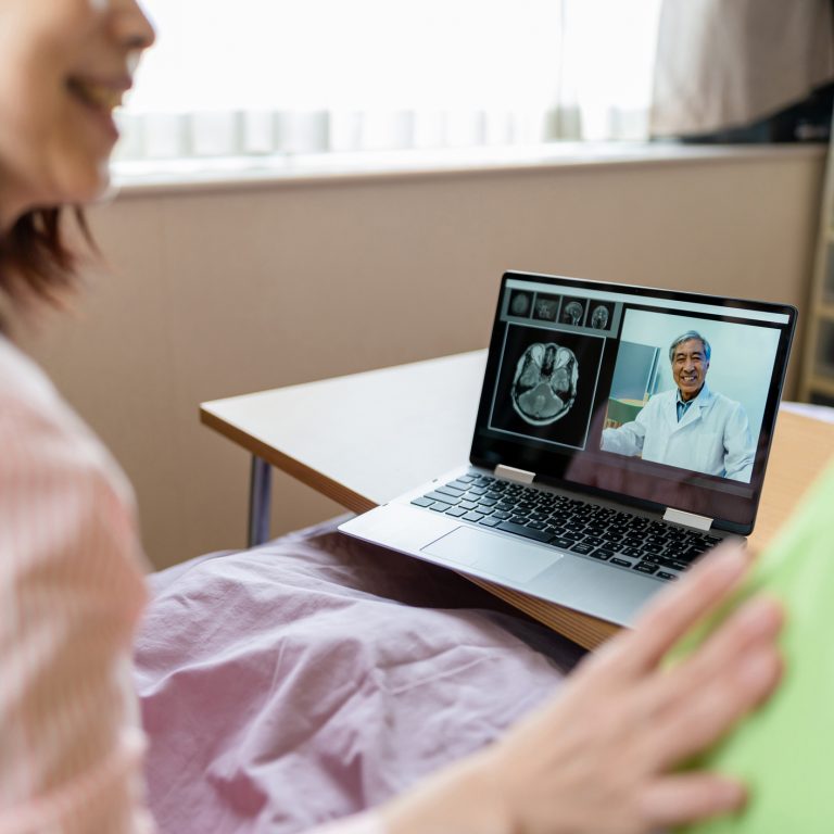 Caregiver using Telemed Technology
